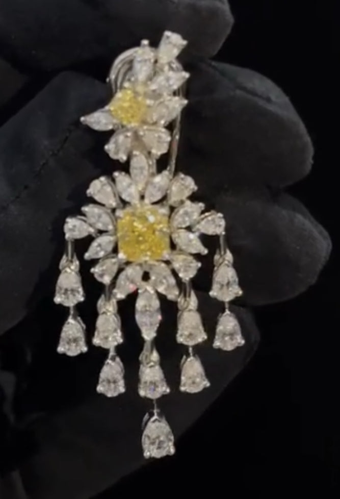925 Sterling Silver Necklace Set with Yellow Sapphire or Citrine Swarovski Crystals for Cocktail Events