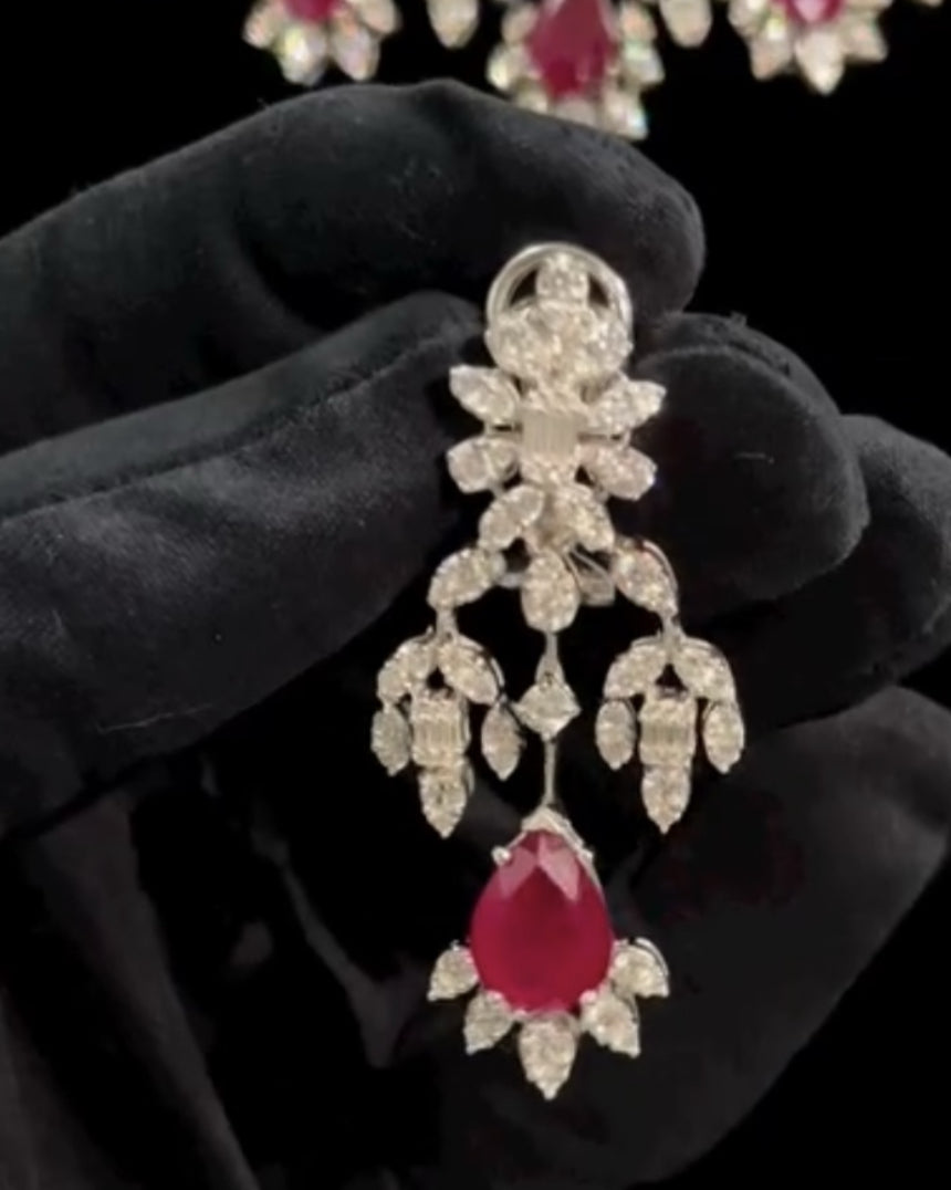 Ruby Swarovski Necklace Set