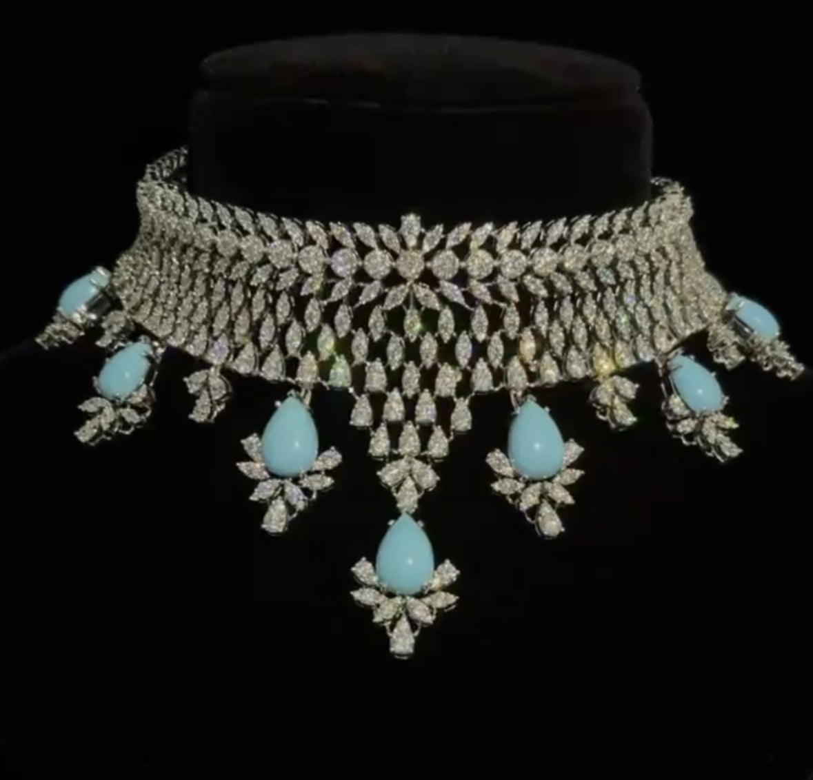 Statement unique design latest Swarovski necklace in 925 silver for women's cocktail parties
