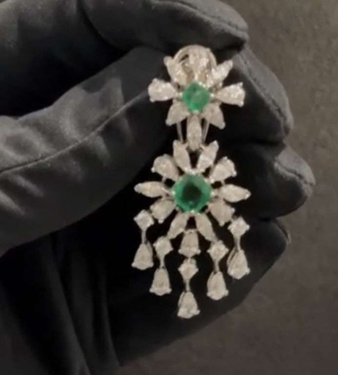 Green Swarovski Emerald Necklace Set in 925 Silver For Wedding