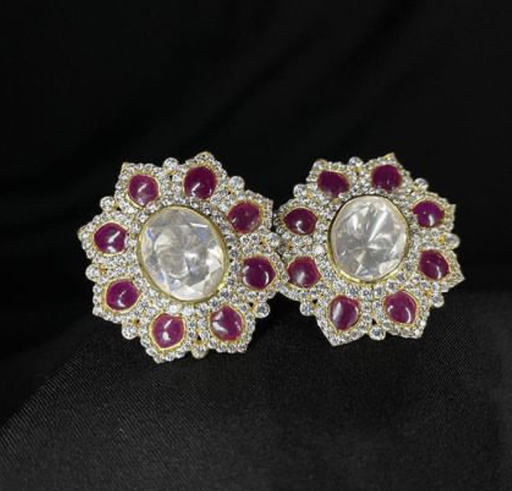 925 Silver Nihaar Ruby Stud Earrings - Amrrutam