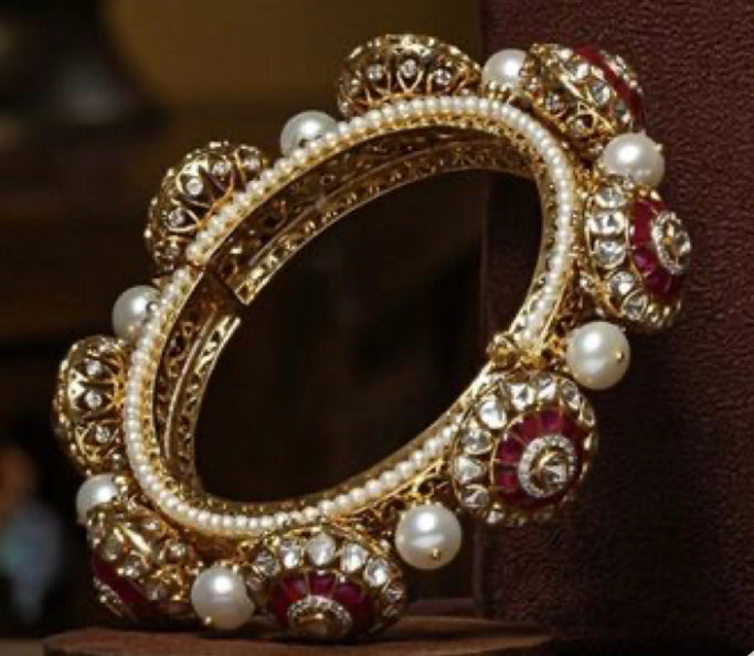 925 Silver Krisha Gajra Polki Bangle - Amrrutam Jewellery