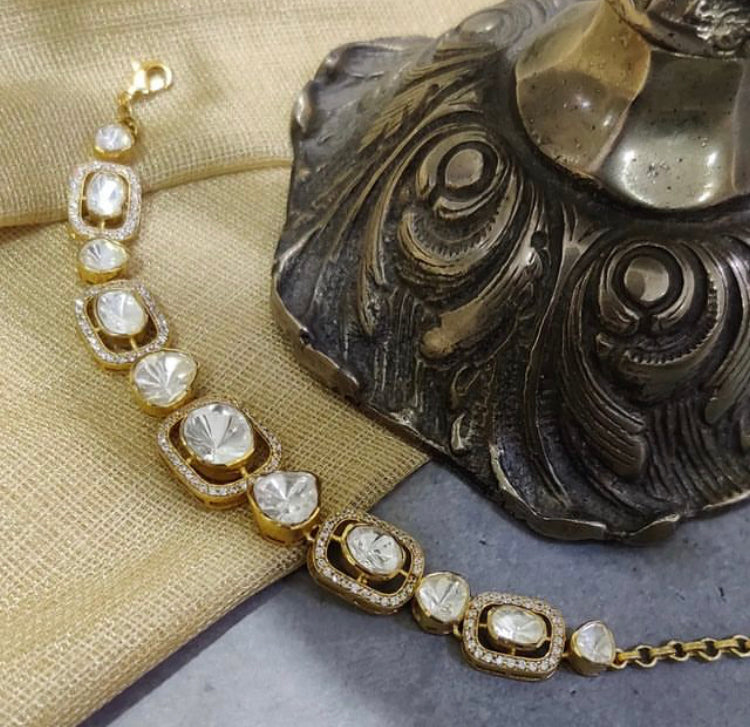 925 Silver Unniyarcha Polki Bracelet - Amrrutam