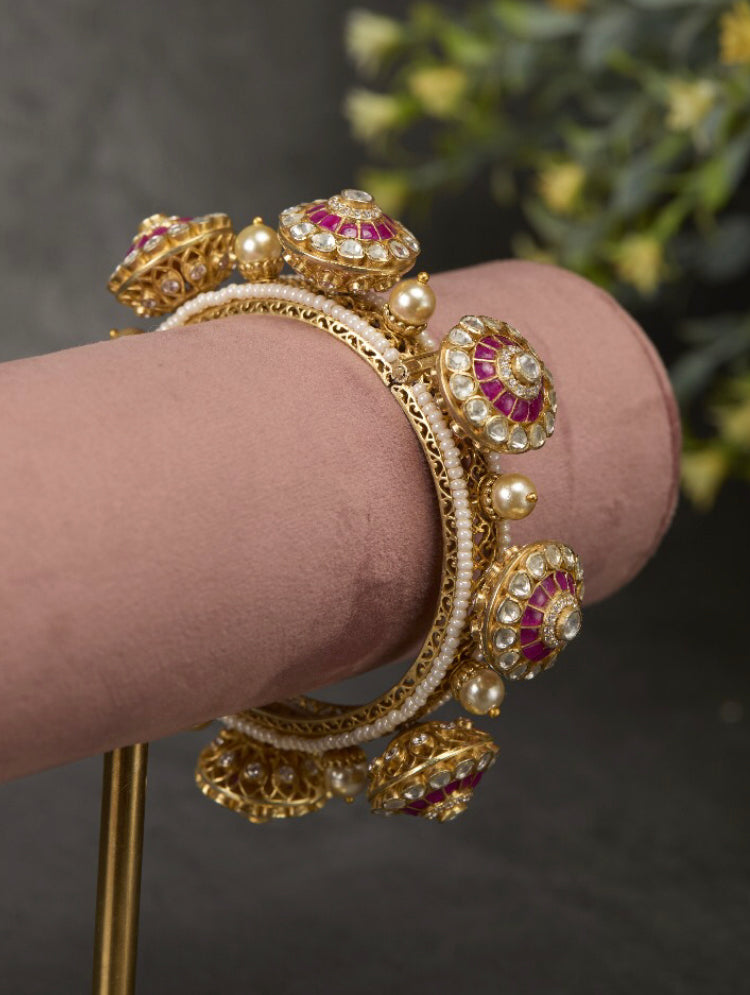 925 Silver Krisha Gajra Polki Bangle - Amrrutam Jewellery
