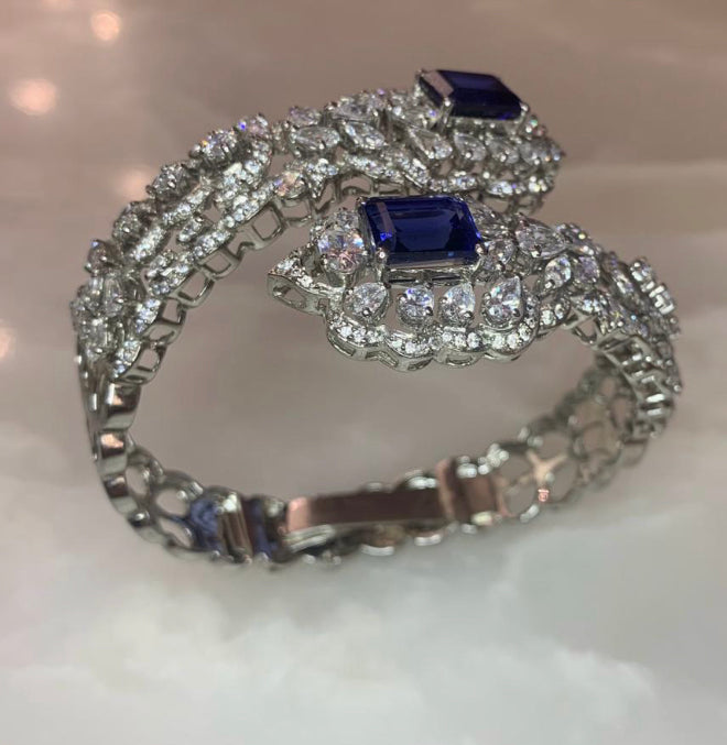 925 Silver Blue Swarovski Bracelet - Amrrutam 