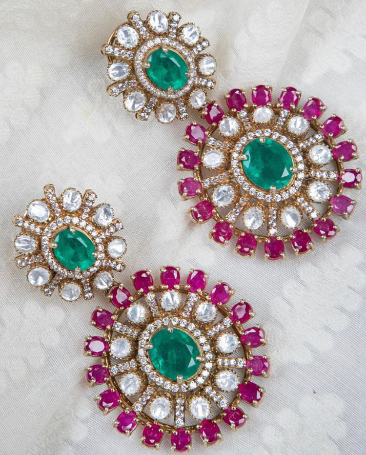 925 Silver Noorah Polki Choker Necklace Set - Amrrutam Jewellery