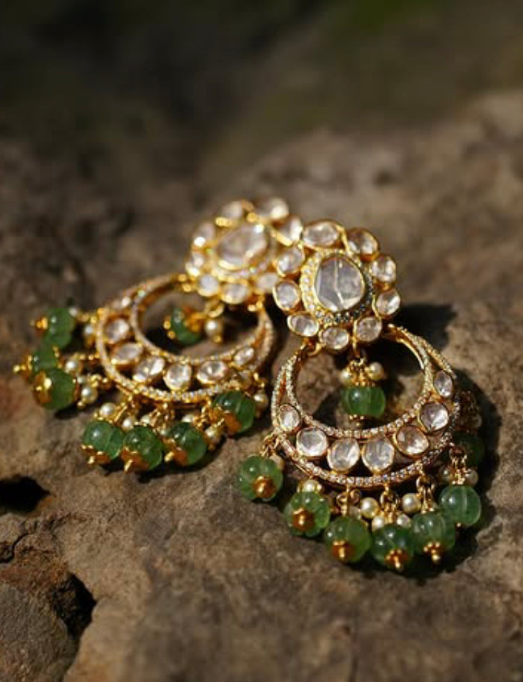 925 Silver Milap Polki Earring - Amrrutam Jewellery