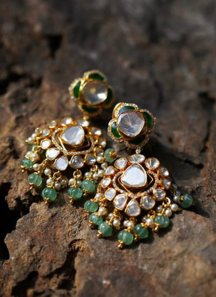 925 Silver Vyom Polki Earring - Amrrutam Jewellery