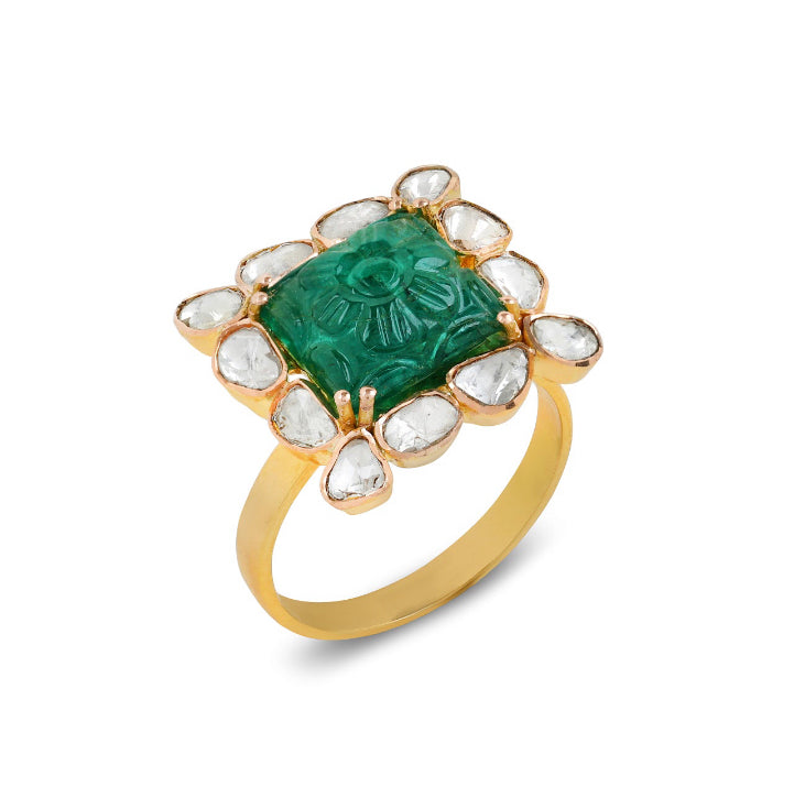 14K Gold Vander Emerald Ring - Amrrutam 