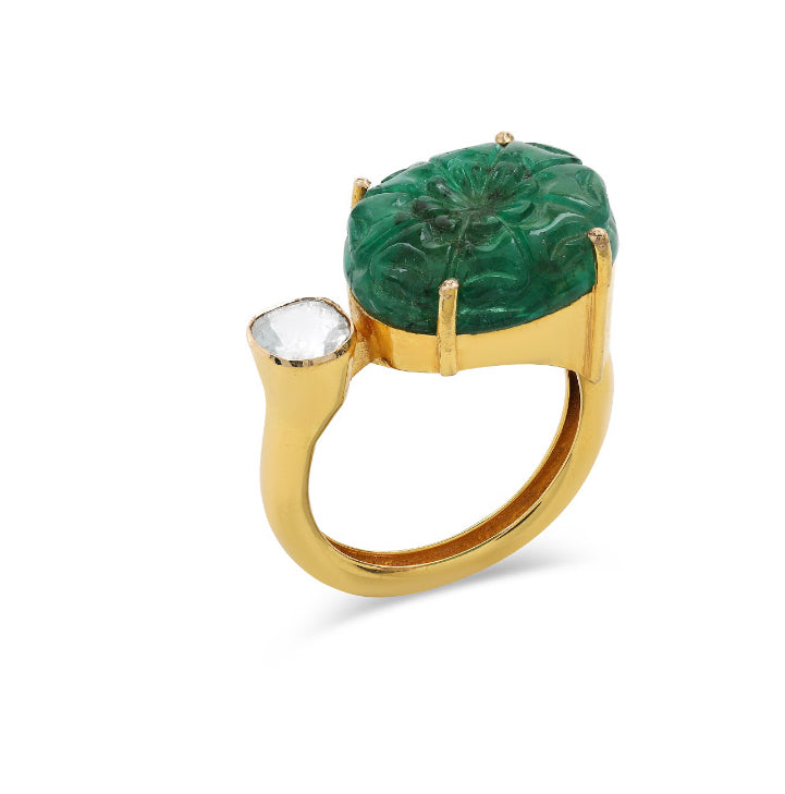 14K Gold Samantha Emerald Ring - Amrrutam 