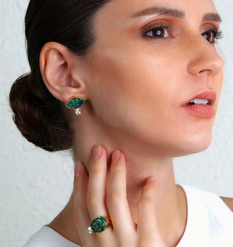 14K Gold Samantha Emerald Ring - Amrrutam 