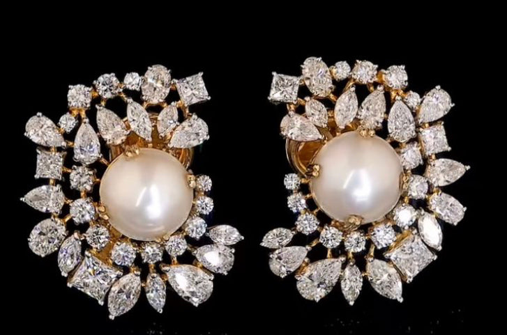 925 Silver Swarovski Pearl Stud Earrings - Amrrutam Jewellery