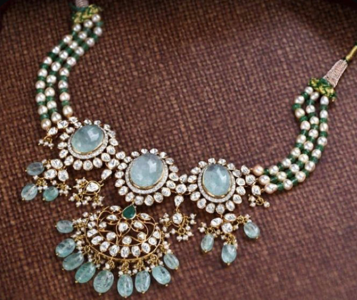 925 Silver Neelkatha Polki Choker Necklace - Amrrutam Jewellery