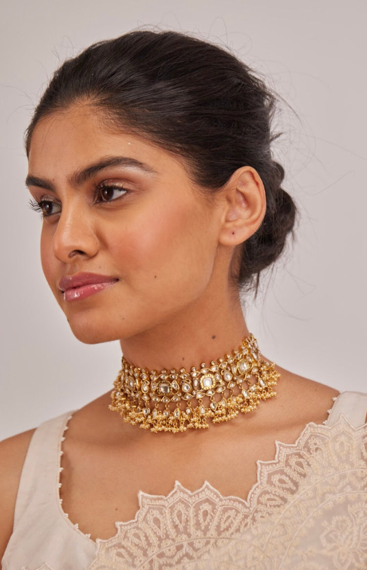 925 Silver Tarani Choker Necklace - Amrrutam 