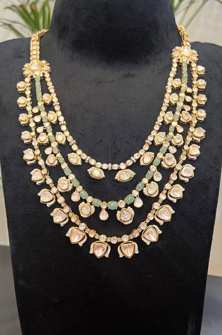 925 Silver Inayat Polki Layered Necklace - Amrrutam Jewellery