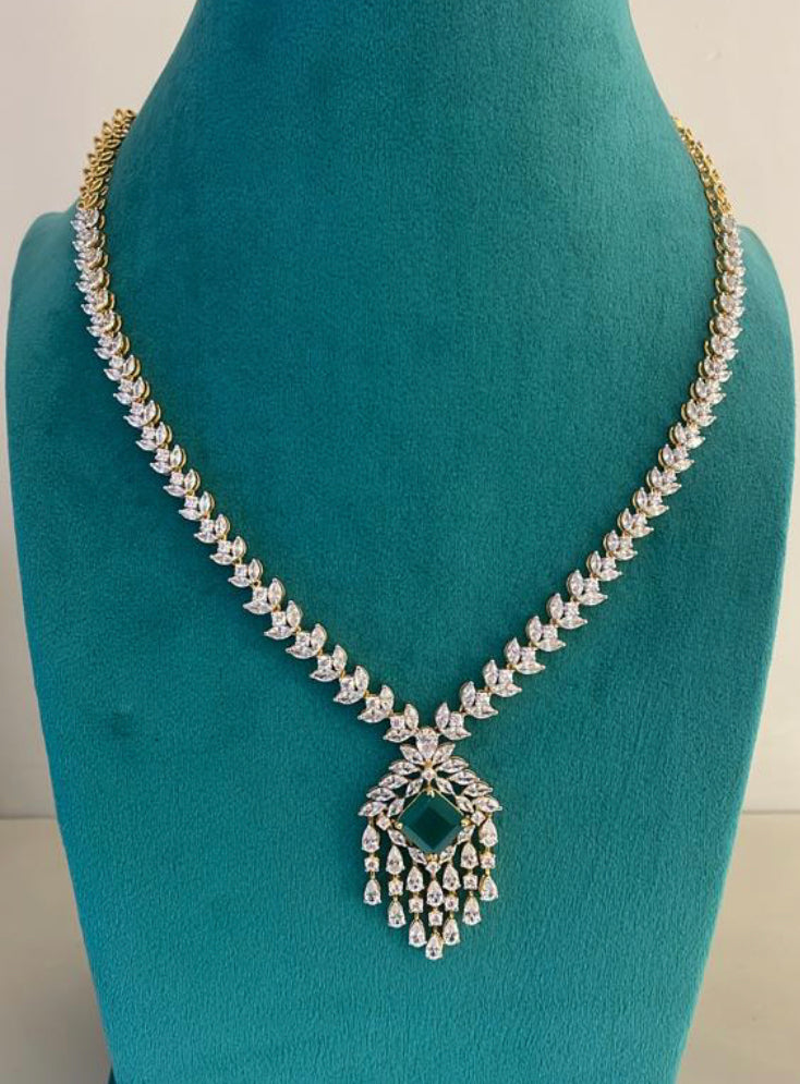 925 Silver Kashika Emerald CZ Necklace - Amrrutam 