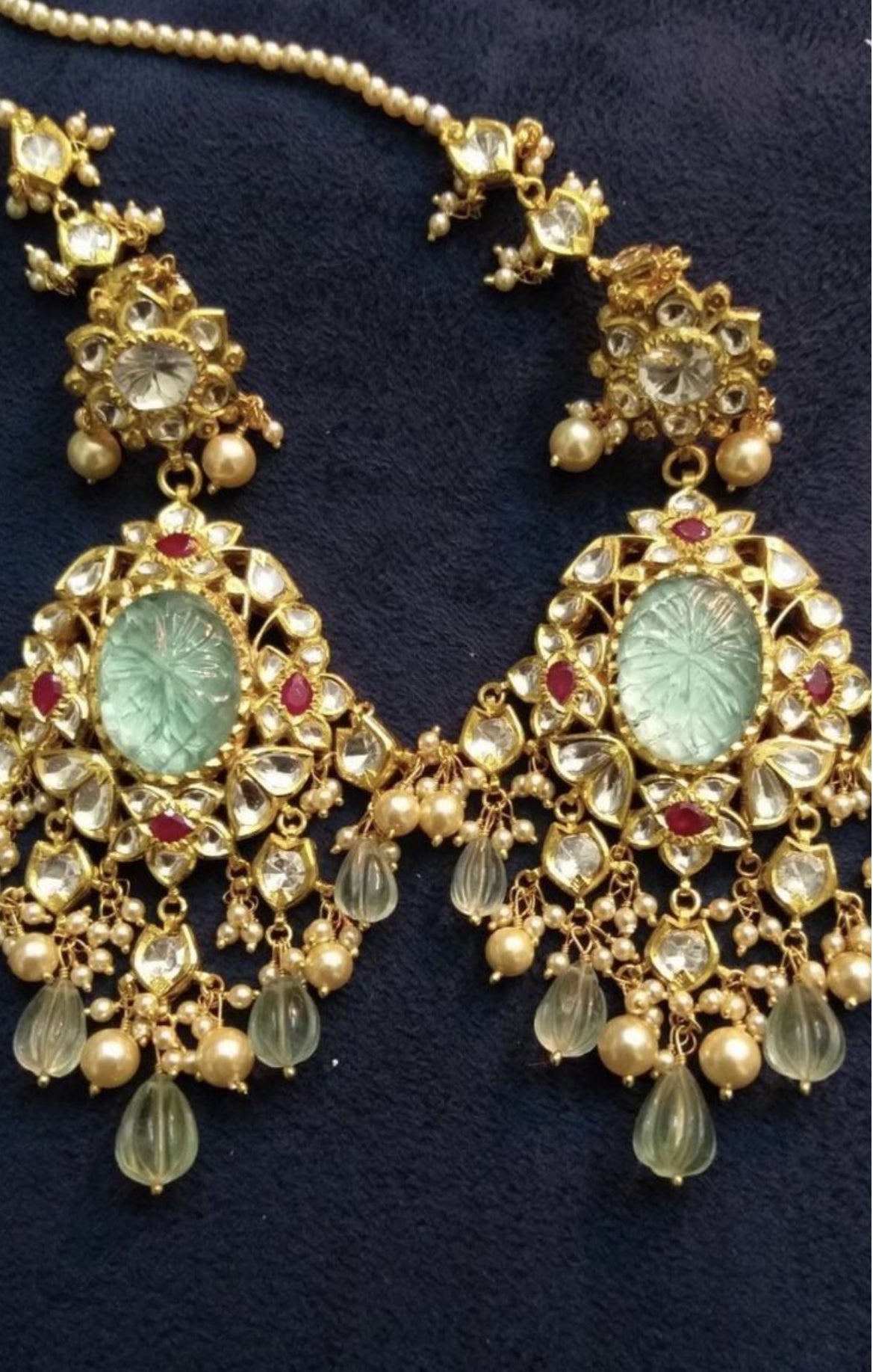 925 Silver Salima Polki Chandbali Earring - Amrrutam Jewellery