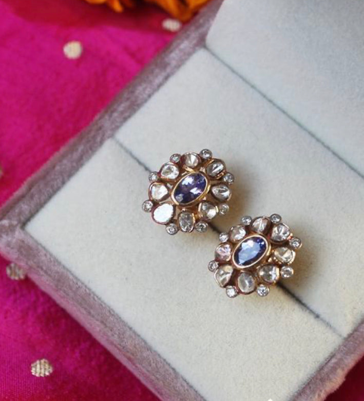 14K Gold Tanzanite Stud Earrings - Amrrutam