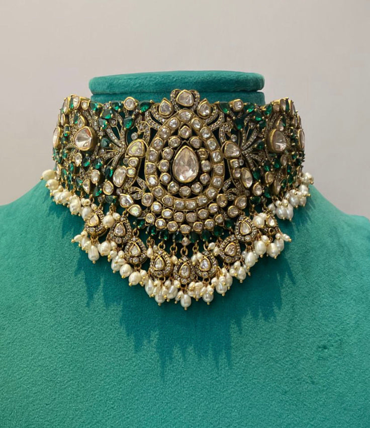 925 Silver Raavya Vicorian Choker Necklace - Amrrutam Jewellery
