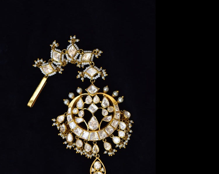 925 Silver Bandini Polki Maangtika - Amrrutam Jewellery