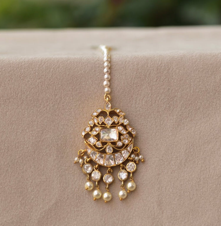 925 Silver Nargis Polki Maangtika - Amrrutam Jewellery