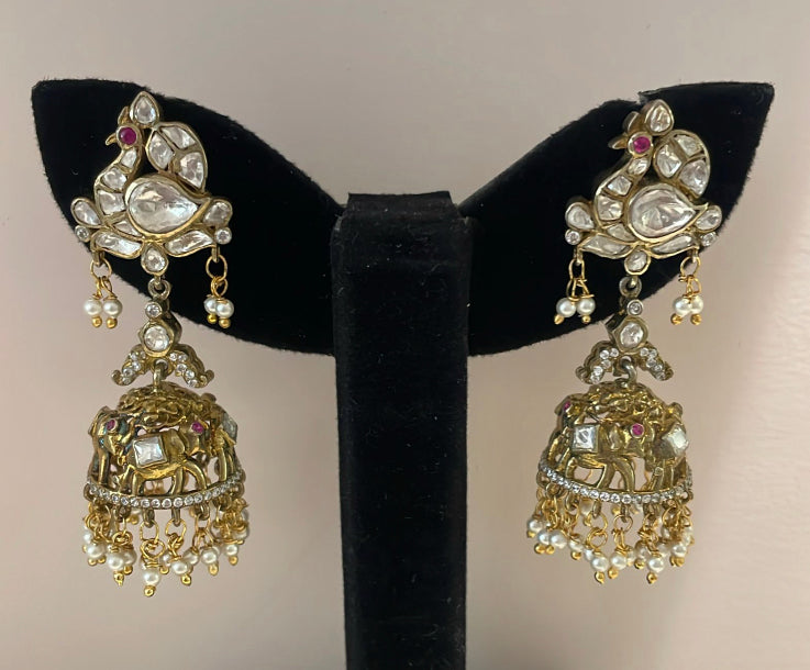 925 Silver Anindra Polki Jhumka Earring