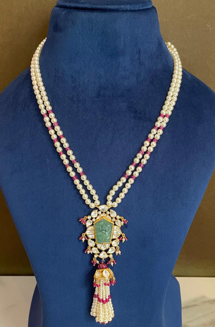 925 Silver Moria Polki Pendant Necklace
