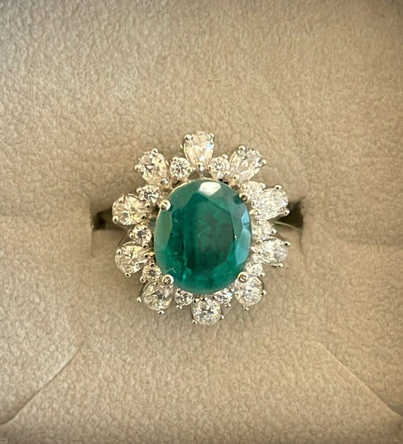 925 Silver Debbans Emerald CZ Ring