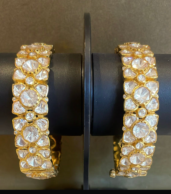 925 Silver Madhuban Polki Bangle Set