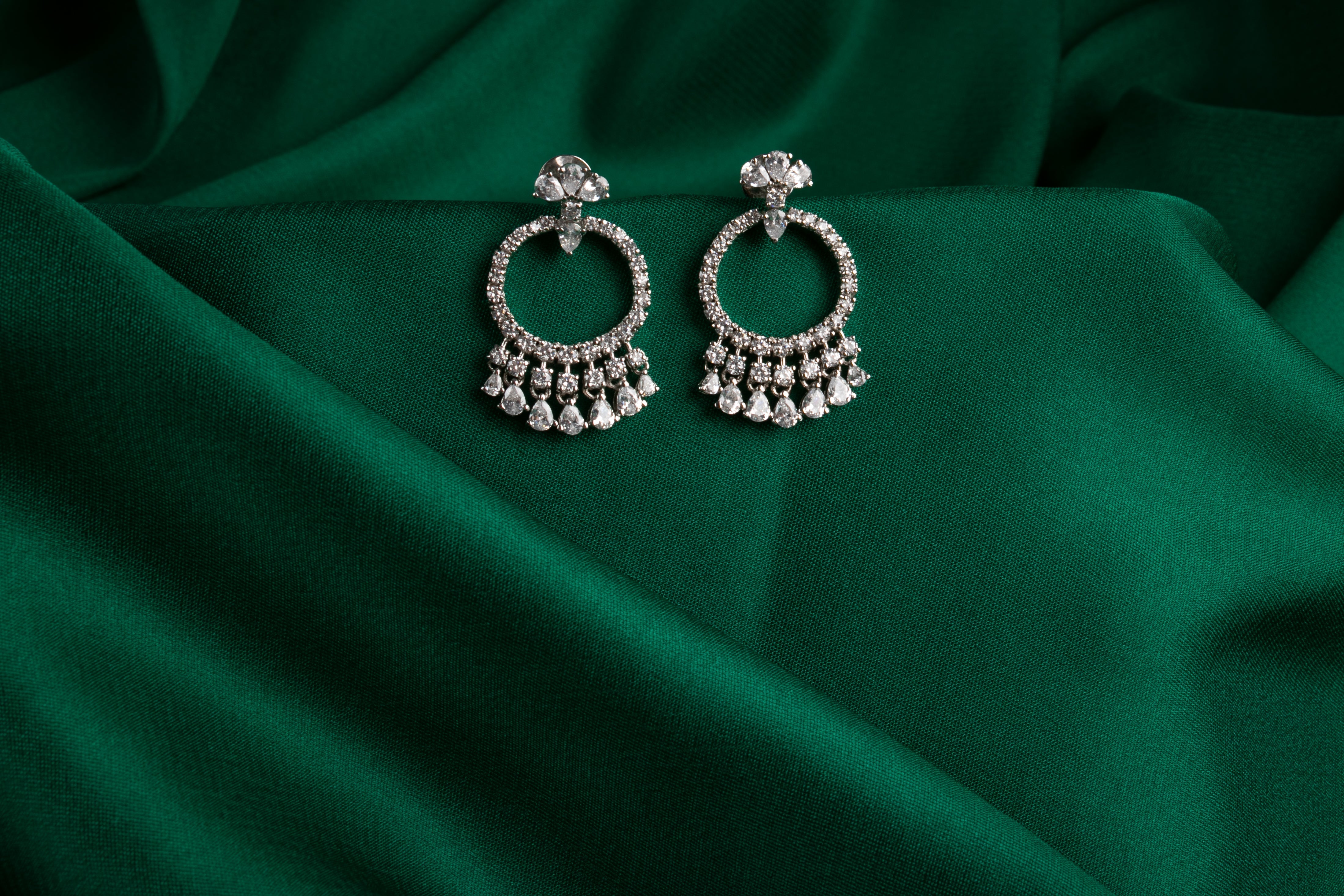 925 silver Chandelier White Gold Drop Earrings - Amrrutam