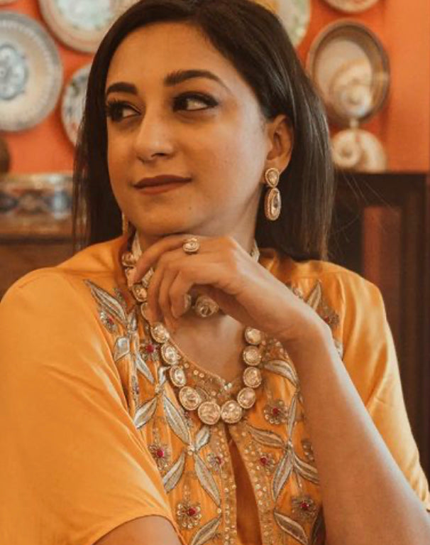 925 Silver Vilaya Polki Drop Earring - Amrrutam