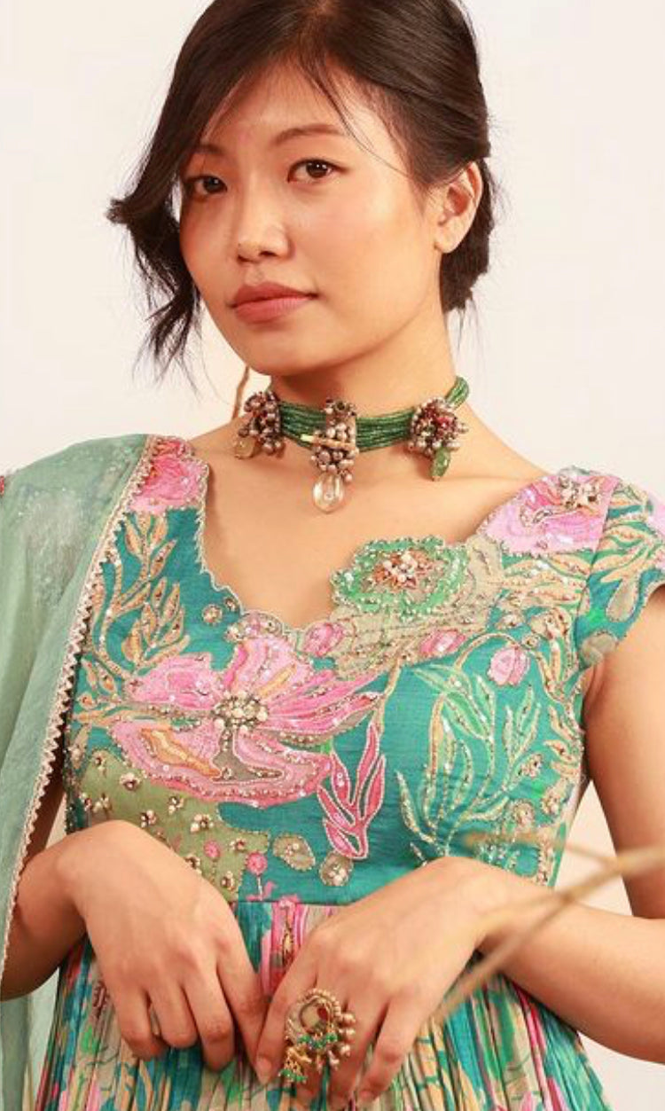 925 Silver Chavi Peacock Choker Necklace - Amrrutam Jewellery