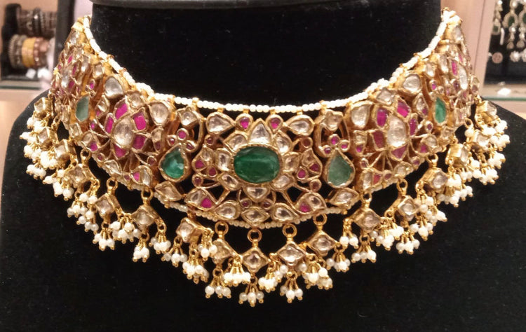 925 Silver Jayita Jadau Choker Necklace - Amrrutam Jewellery