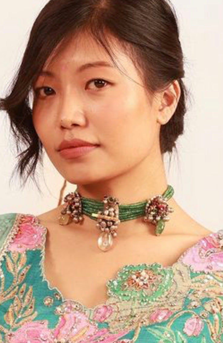 925 Silver Chavi Peacock Choker Necklace - Amrrutam Jewellery