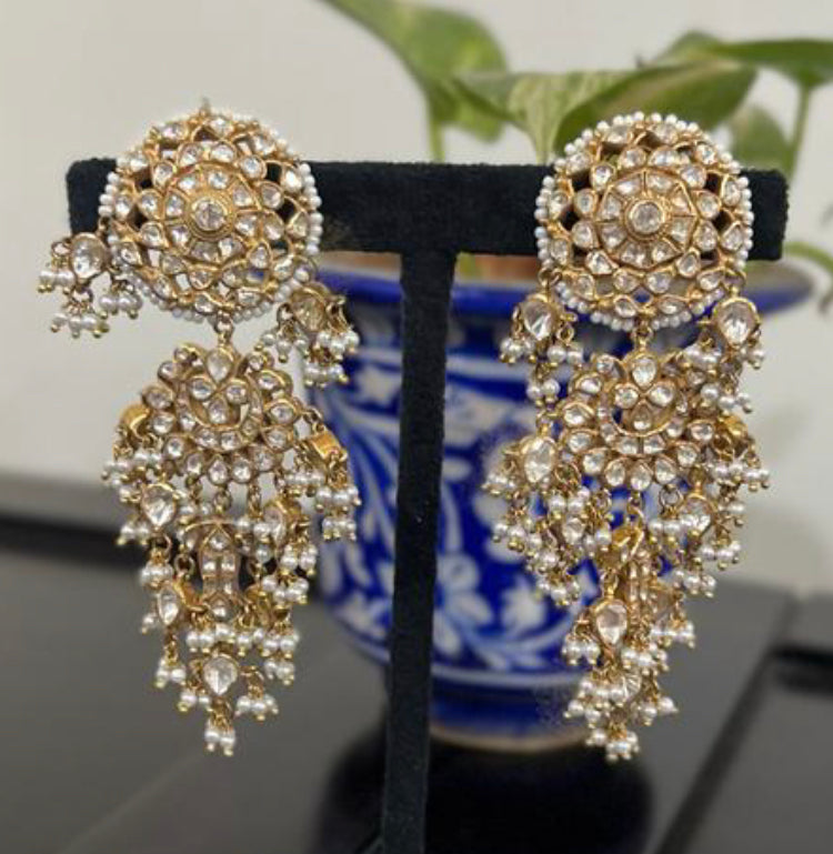 925 Silver Shimaaya Polki Chandbali Earring - Amrrutam