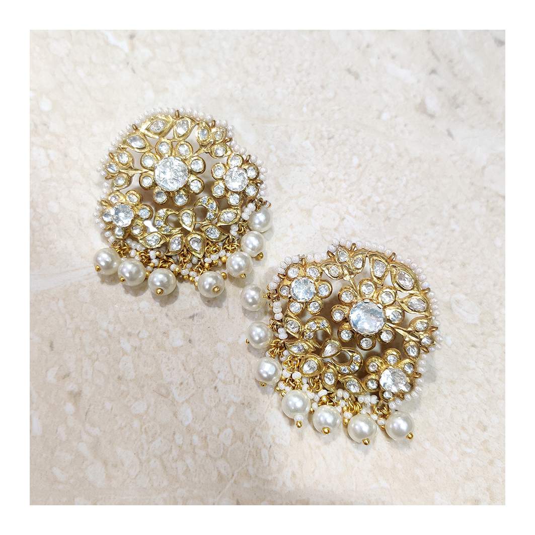 Gold Palted Silver Ear Studs - Amrrutam