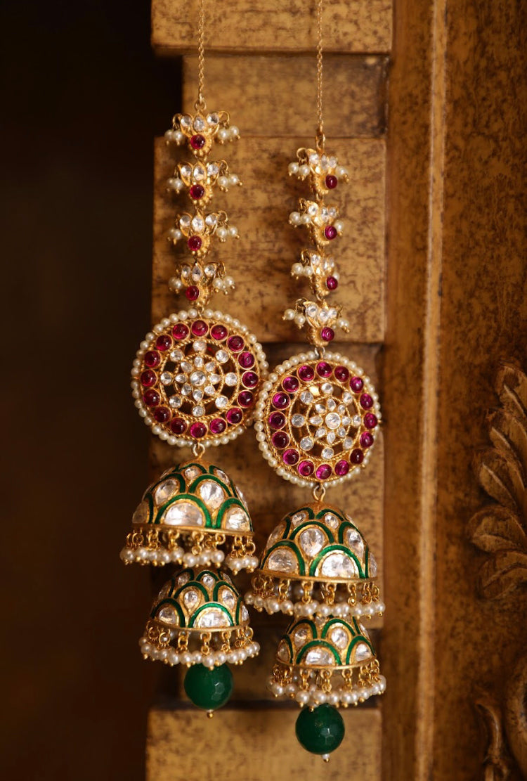 Silver Pearl Jhumka With Kaan Chain - Amrrutam