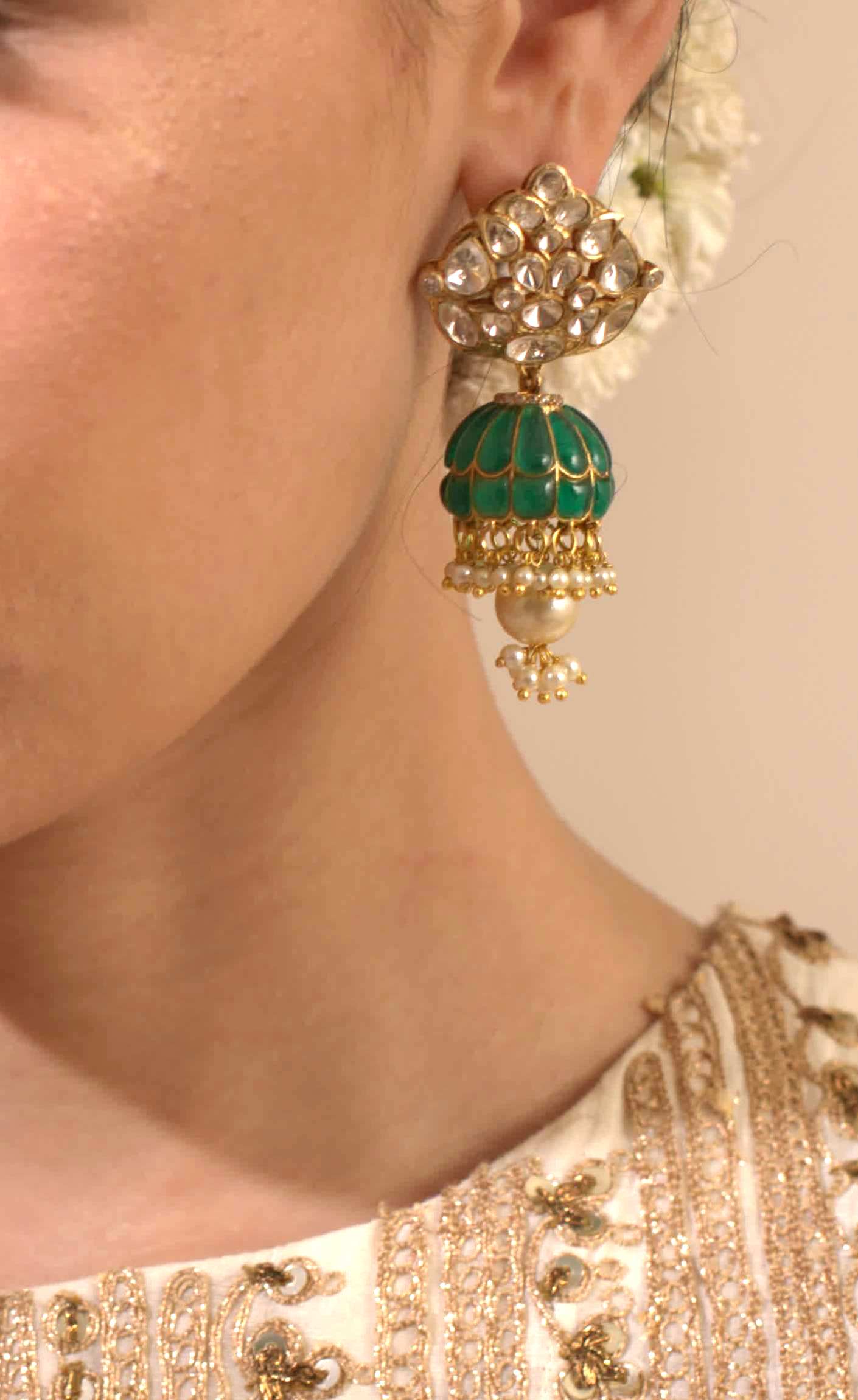 Gold Plated Jhumki Earrings - Amrrutam