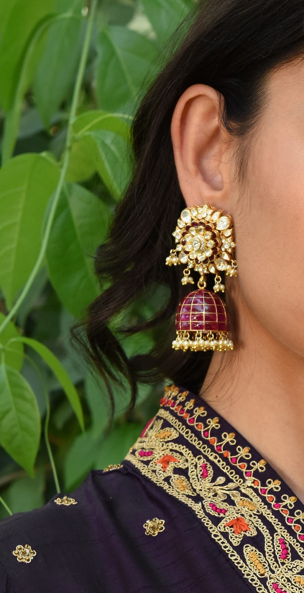 Gold Plated Utarai Jhumki Earrings - Amrrutam