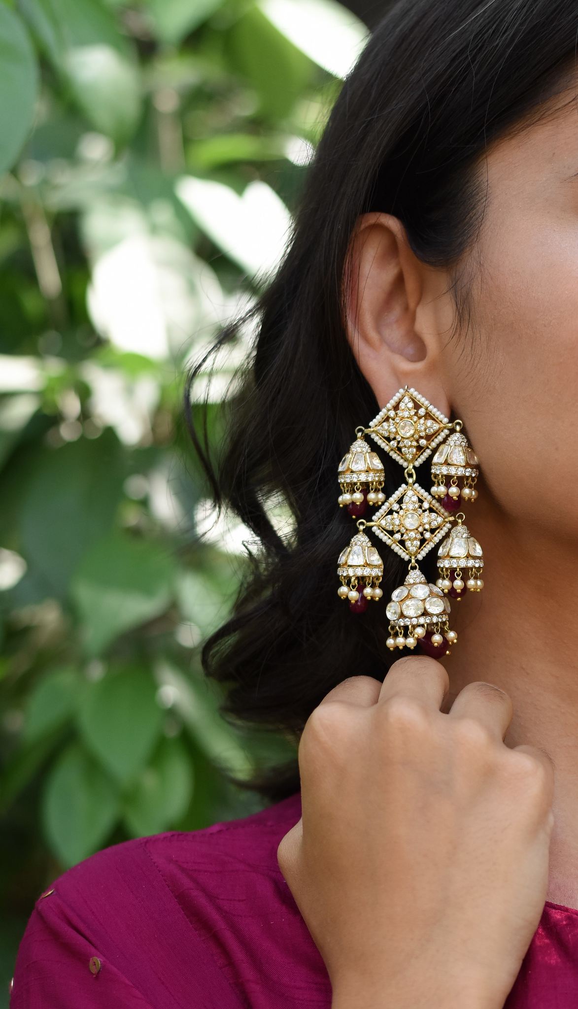 Gold Plated Silver Long Jhumki Earrings - Amrrutam