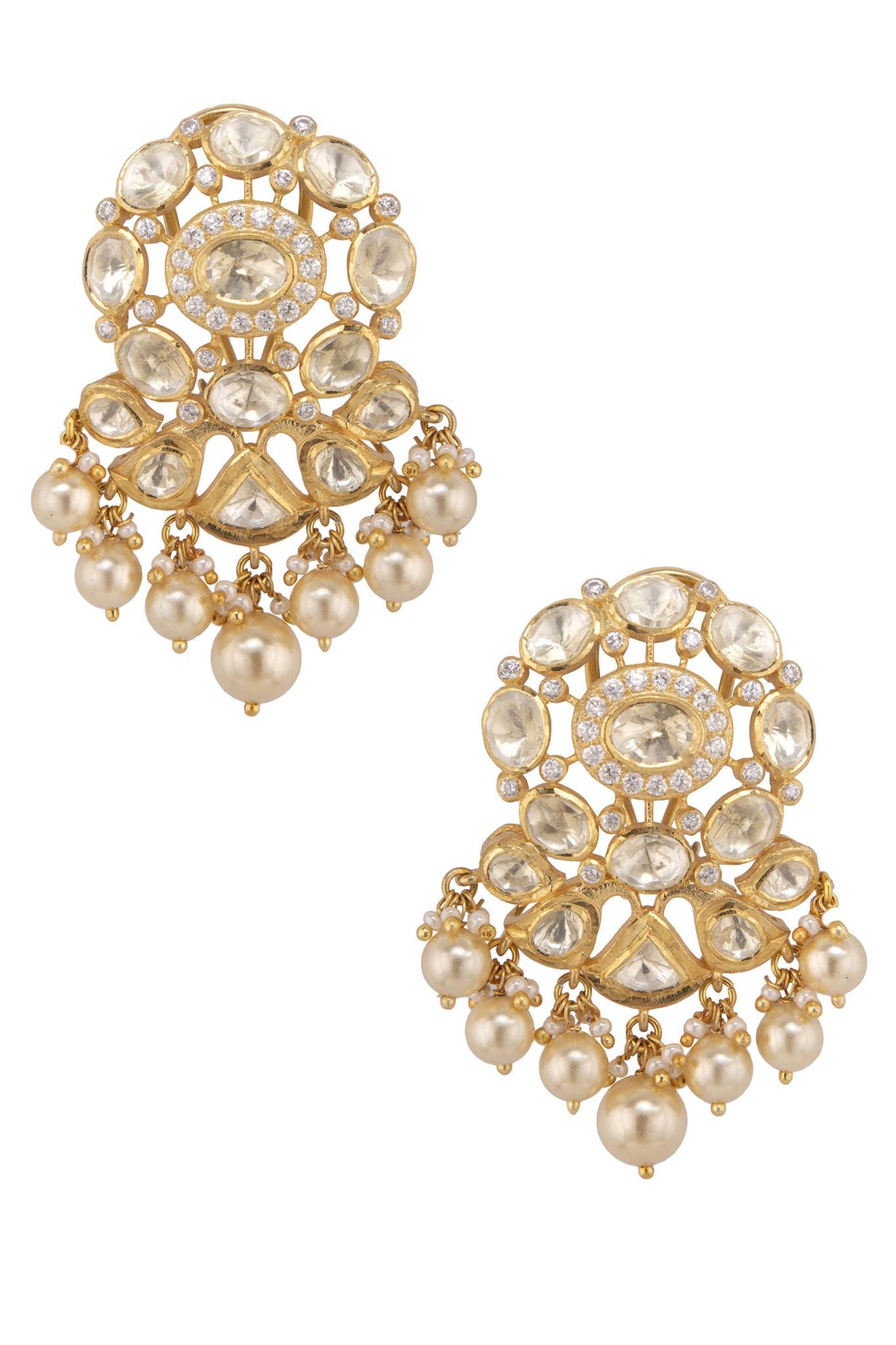 Gold Plated Silver Pearl Danglers - Amrrutam