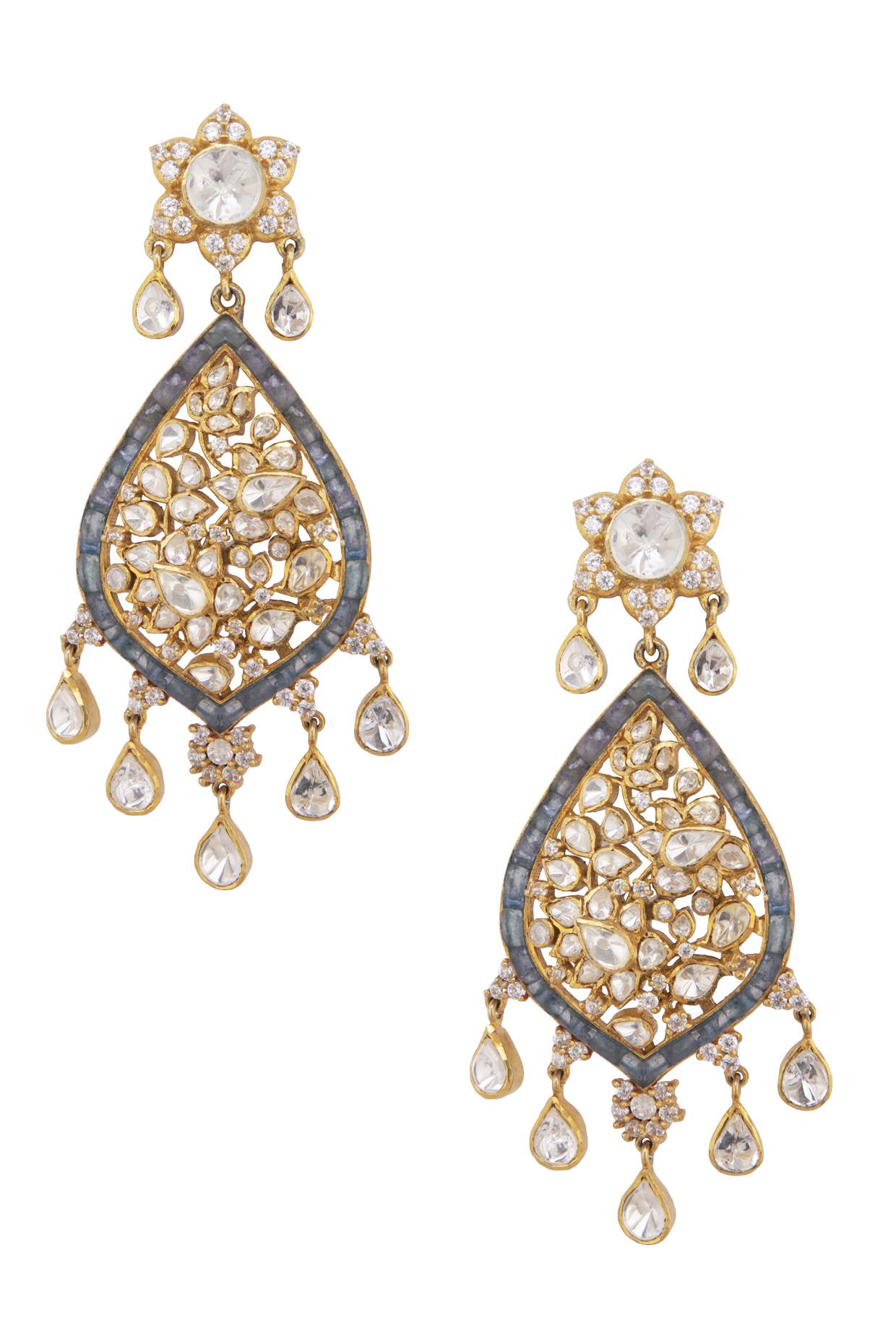 Gold Plated Silver Blue Sapphire Dangler - Amrrutam