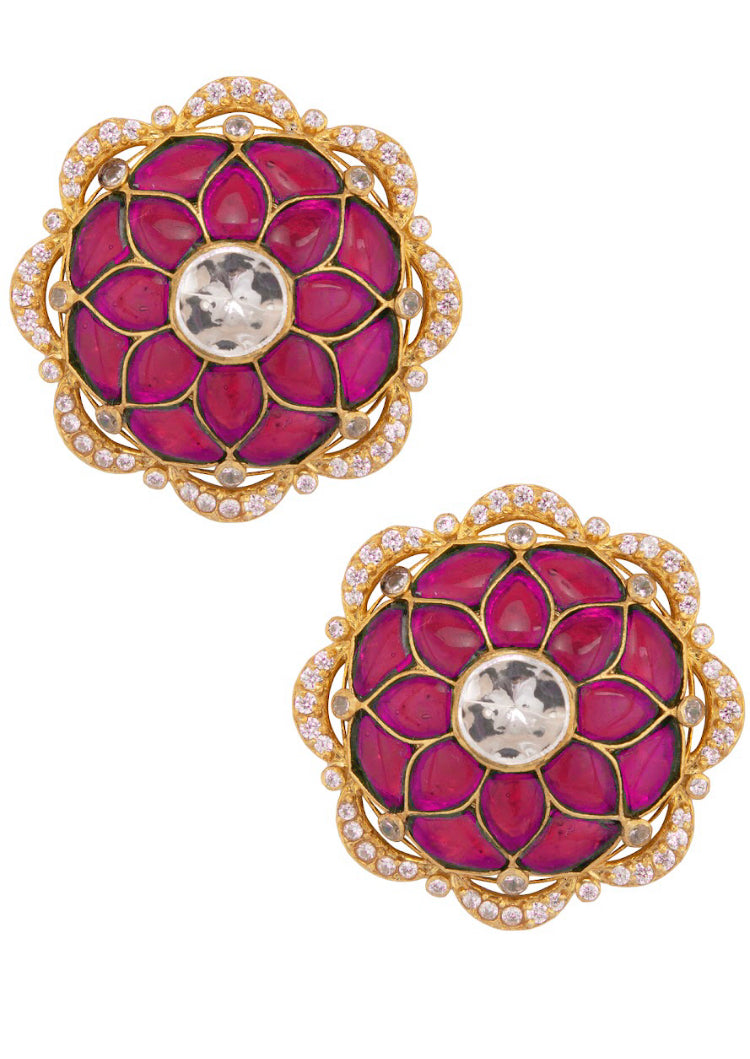 Silver Floral Stud Earrings - Amrrutam