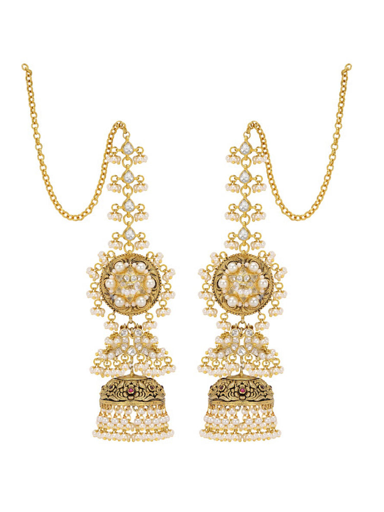 Silver Jhumka With Kaan Chain - Amrrutam