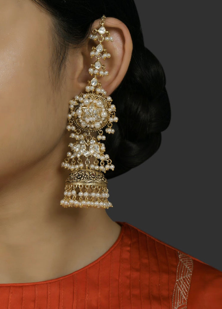 Silver Jhumka With Kaan Chain - Amrrutam