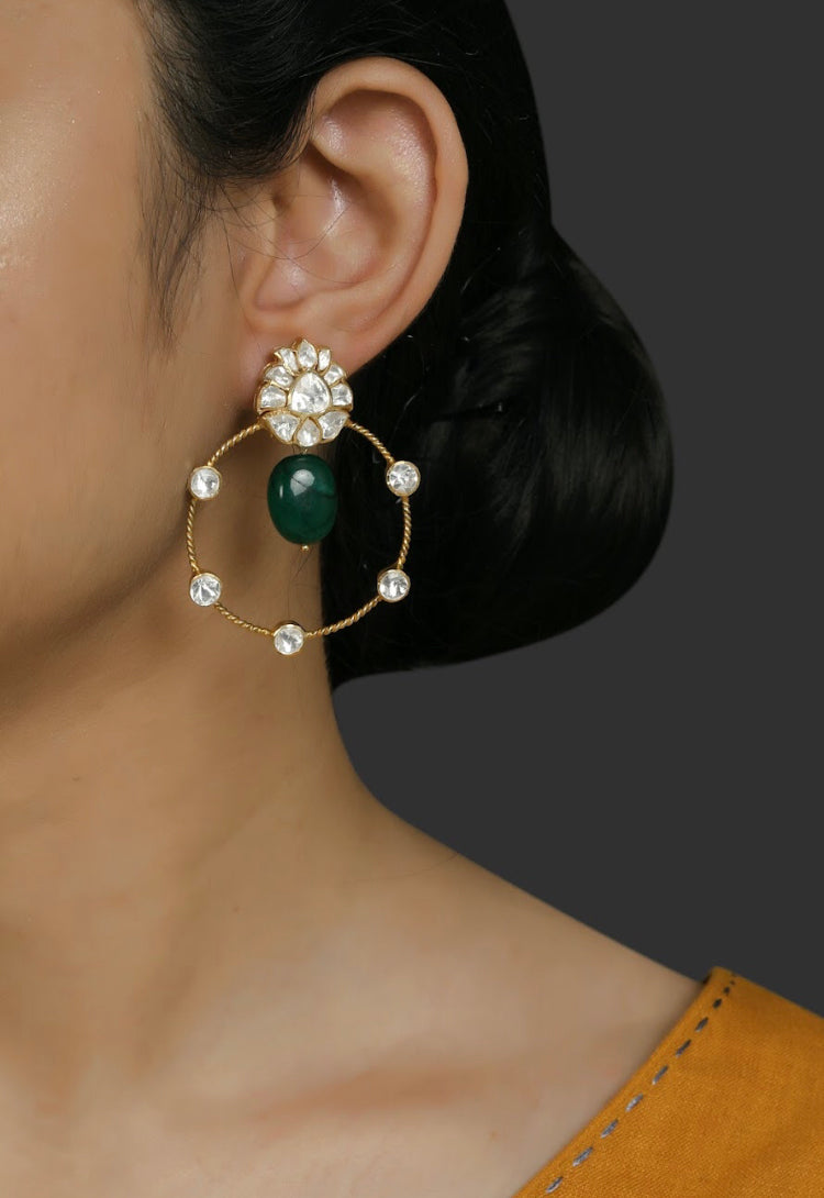 Silver Polku Bali Earrings - Amrrutam