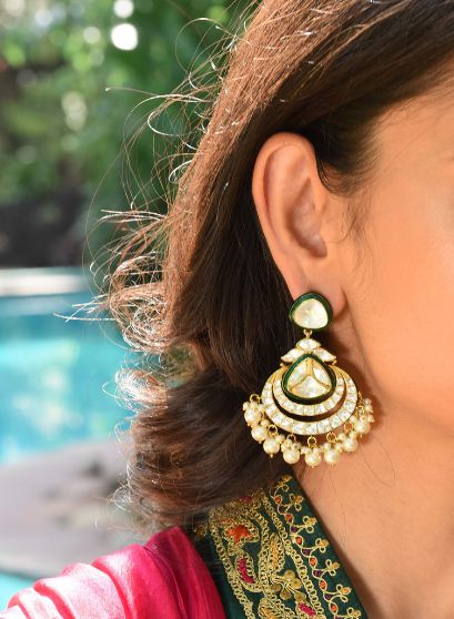 Gold Plated Silver Triangular Earrings - Amrrutam