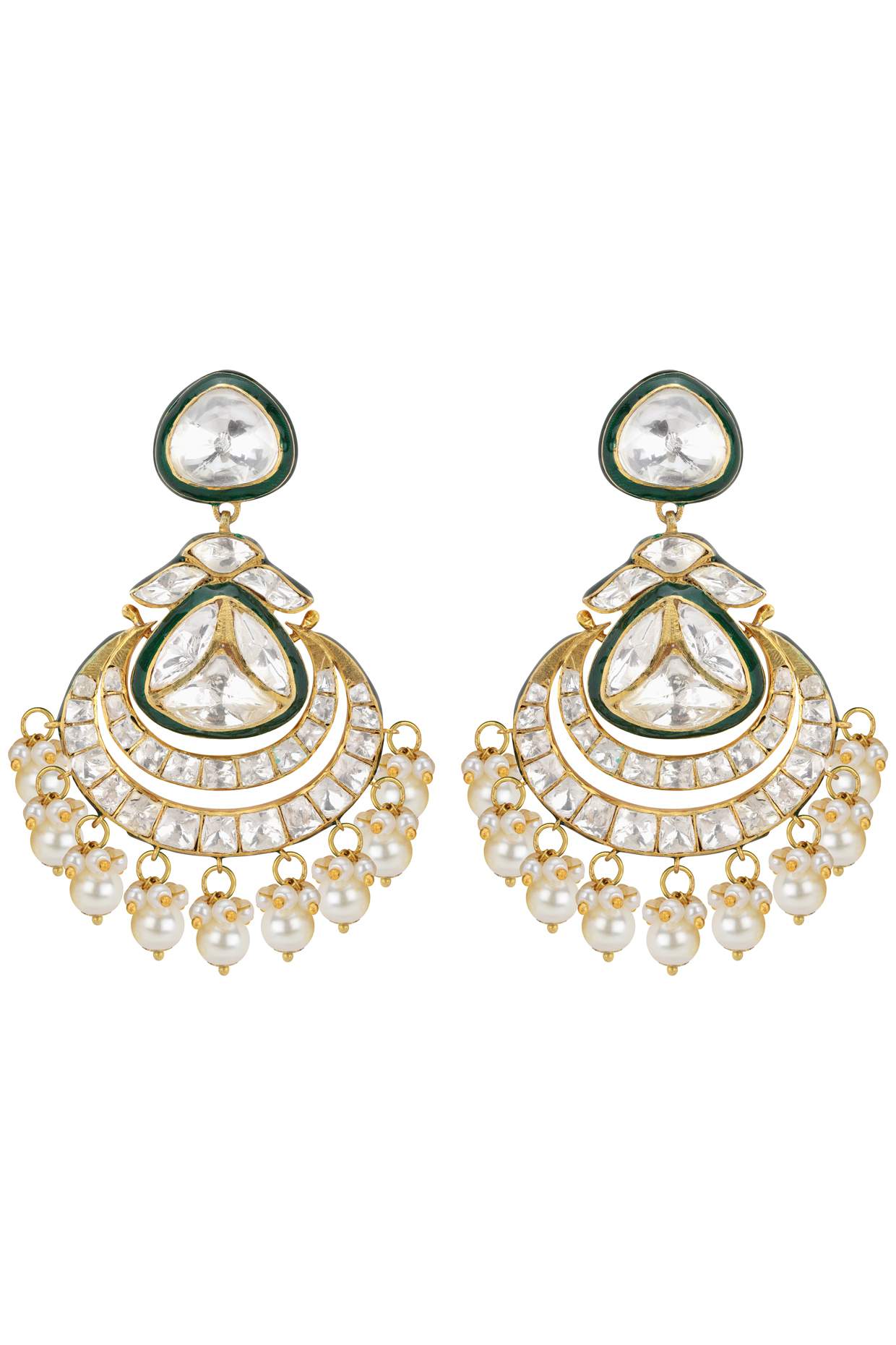 Gold Plated Silver Triangular Earrings - Amrrutam