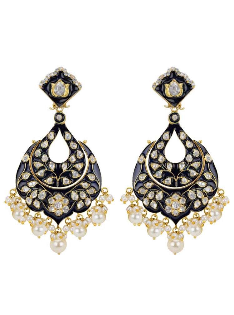 Silver Enamel Earrings - Amrrutam