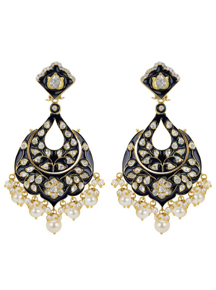 Silver Enamel Earrings - Amrrutam